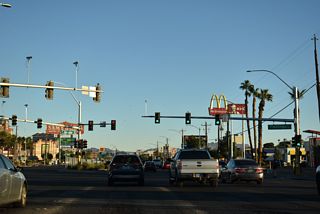 Unmarked along Boulder Highway, Flamingo Road is SR 592 west 4.89 miles from SR 582 to Paradise Road.