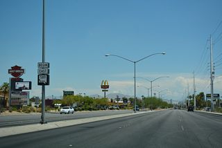 The former eastbound beginning of State Route 589 along Sahara Avenue at SR 595 (Rainbow Boulevard).