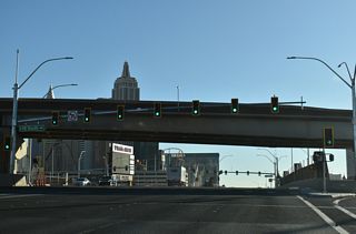 Construction underway from mid 2022 to Fall 2025 rebuilt the diamond interchange with Interstate 15 to accommodate eight overall lanes along Tropicana Avenue.