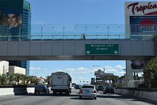 East between the Las Vegas Strip and Maryland Parkway, Tropicana Avenue runs between Harry Reid International Airport (LAS) and the University of Nevada at Las Vegas (UNLV).