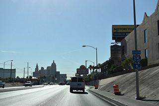 Tropicana Avenue advances 0.6 miles east from the UP Railroad bridge to meet Interstate 15.