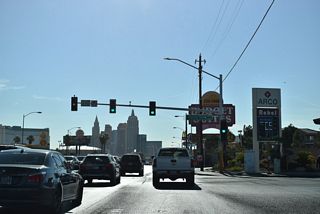Valley View Boulevard intersects Tropicana Avenue between areas of industrial parks.