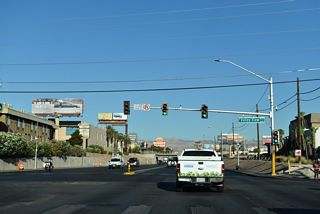 Valley View Boulevard meets Tropicana Avenue between areas of industrial parks.