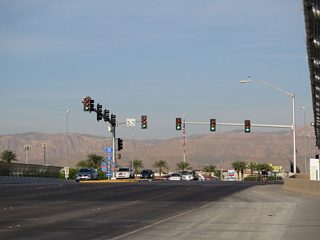 Crossing over Interstate 15, drivers headed south to Primm, San Bernardino and Los Angeles, California depart from SR 594 (Russell Road) west.