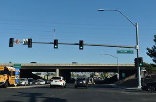 Upland Boulevard ties into Jones Boulevard across from the southbound ramps with Interstate 11.