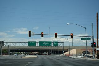 Mesquite Avenue parallels the south side of I-11/U.S. 95 (Oran K. Gragson Freeway) west to a dead end in the Rancho Springs subdivision and east to a cul-de-sac in the Rancho Manor neighborhood.