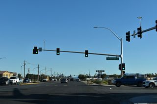 The western leg of Alexander Road ties into SR 599 (Rancho Drive) across from the northern leg of Jones Boulevard.