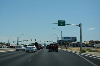 The north section of Decatur Boulevard ties into SR 599 (Rancho Drive) south from Cheyenne Avenue (SR 574).