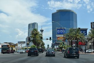 Convention Center Drive leads east to the Las Vegas Convention Center from Las Vegas Boulevard across from Resorts World Las Vegas.
