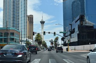 Elvis Presley Boulevard ties into Las Vegas Boulevard by the Fontainebleau Las Vegas and across from Circus Circus Hotel and Casino.