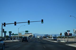 The interchange joining I-215/CC 215 (Bruce Woodbury Beltway) with Las Vegas Boulevard includes ramps tying into the adjacent Fishbowl interchange with Interstate 15.
