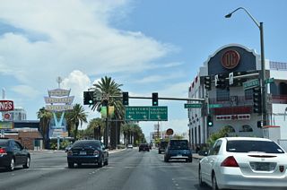 Wyoming Avenue leads west to become the western continuation of Oakey Boulevard below Interstate 15.