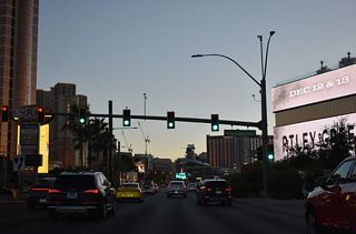 Convention Center Drive east links Las Vegas Boulevard with the Las Vegas Convention Center along Paradise Road (former SR 605).