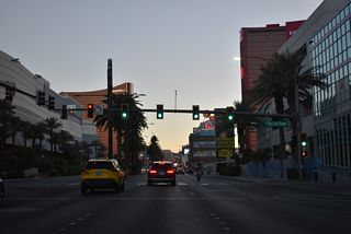 Sky Las Vegas Drive ties into the signalized intersection joining Las Vegas Boulevard south with Avenue Fontainebleau.