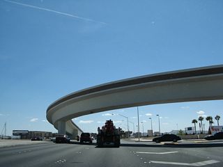 A flyover links Las Vegas Boulevard northbound with Town Square Parkway west to the Town Square Las Vegas development.