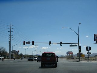 The next major intersection along Las Vegas Boulevard south is with Warm Springs Road by The Las Vegas South Premium Outlets.