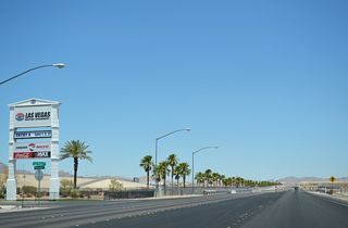 Checkered Flag Lane runs along the west side of Las Vegas Motor Speedway. The 1.5 mile oval is part of the NASCAR Cup Series.