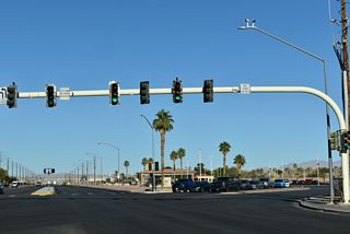 SR 573 (Craig Road) concludes east at SR 604 (Las Vegas Boulevard) across from Fitzgerald Boulevard into Nellis Air Force Base. Craig Road is SR 573 west to Frehner Road, and from Decatur Boulevard to I-11/U.S. 95.
