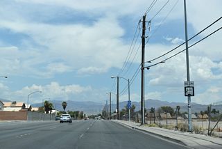 A begin shield marks the start of SR 610 northbound along Lamb Boulevard at SR 604 (Las Vegas Boulevard).