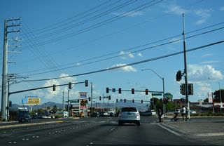 SR 612 (Nellis Boulevard) south at SR 582 (Boulder Highway). SR 582 lines the former route of U.S. 93/95 northwest to SR 159 (Charleston Boulevard) and southeast to Henderson.