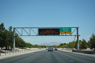An auxiliary lane extends along Summerlin Parkway east from Durango Drive constructed to Buffalo Drive.
