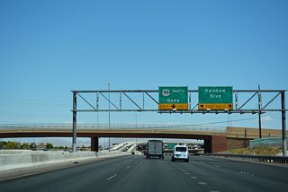 Paralleling I-11/U.S. 95 to Lone Mountain Road, Rainbow Boulevard extends north from the exchange with Summerlin Parkway.