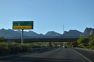 Crestdale Lane passes over Summerlin Parkway a quarter mile ahead of the diamond interchange with Anasazi Drive.