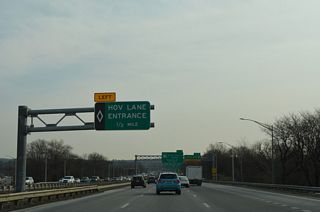 The Staten Island Expressway HOV lane commences east a half mile beyond Exit 8.