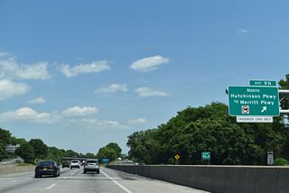 Upon crossing the state line, the Hutchinson River Parkway becomes Route 15. The state route comprises all of the Merritt Parkway between Glenville and Milford. The Merritt Parkway is a limited access facility with an exit system that continues the numbering from the Hutchinson River Parkway.