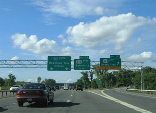 NY 378 ends 0.6 miles to the east of Exit 7 E at the High Street intersection with U.S. 4 (Mill Street / Burden Avenue).