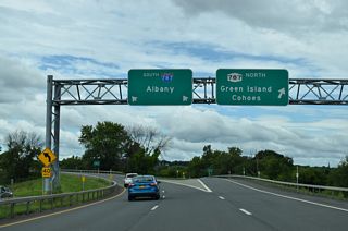 NY 787 (Cohoes Boulevard) spurs 2.64 miles north along an at-grade expressway to NY 32 in the city of Cohoes.