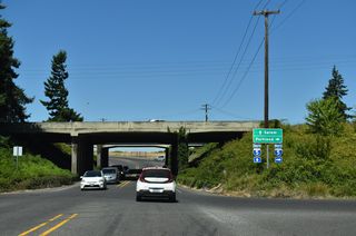 Ehlen Road travels west from the city of Aurora to Interstate 5 at Exit 278. Construction underway from 2024 to 2027 converts their exchange into a diverging diamond interchange.