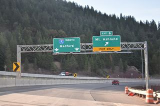 A loop ramp joins I-5 with Old Highway 99 S / Old Siskiyou Highway (OR 273) at Exit 6. Old Highway 99 S connects I-5 with Mt. Ashland Ski Road west to Mount Ashland.