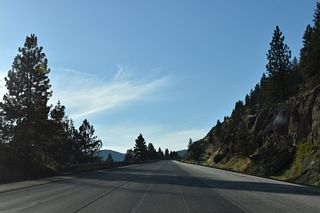 The northbound lanes of I-5 rise over 20 feet higher than the southbound roadway as the freeway ascends to Siskiyou Summit.