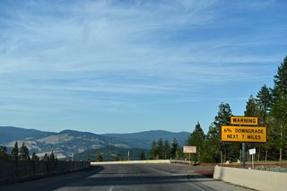 The 6% grade along Interstate 5 from Siskiyou Summit concludes seven miles to the north at Ashland (el. 1,951 feet).