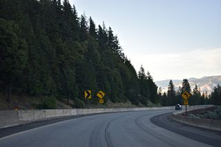 The first of two northbound truck escape ramps precedes this curve ahead of mile marker 7.