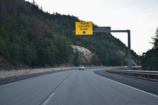 The second runaway truck ramp along Interstate 5 north precedes the Neil Creek Road underpass.