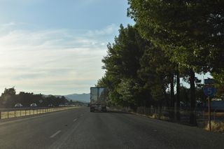 Bear Creek, which has paralleled Interstate 5 north since mile marker 15 near Ashland, diverges from the freeway northward on the ensuing stretch. The creek flows into the Rogue River southwest of Lower Table Rock.
