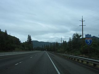 Interstate 5 passes just south of the Gold City line adjacent to the Rogue River.