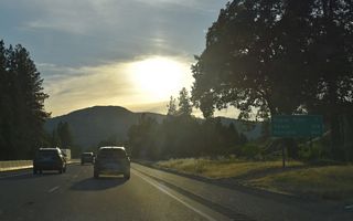 I-5 and nearby OR 99 parallel the Rogue River west from Gold Hill to the Josephine County line and Grants Pass. Salem, Oregon debuts on distance signs at 216 miles out.