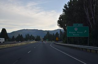 Staying south of the Rogue River, OR 99 continues west from Exit 45 A to Foots Creek, to the city of Rogue River and Grants Pass.
