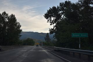 Exit 45 B loops away from I-5 northbound to Valley of the Rogue State Park and North River Road. North River Road runs east back to OR 99/234 at Rock Point and west to the city of Rogue River.