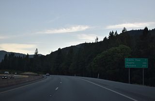 Tthe Josephine County seat of Grants Pass is seven miles west of Rogue River along Interstate 5. Eugene appears for the first time on distance signs for I-5 at 145 miles out.
