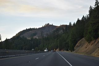 Leaving Sunny Valley, Interstate 5 north climbs to an elevation of 1,730 feet above sea level at Smith Hill Summit.