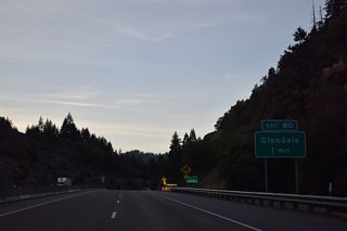 Glendale Valley Road east and Junction Road south come together at a folded diamond interchange (Exit 80) with Interstate 5.