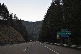 Exit 95 departs from Interstate 5 north to Canyon Creek Road at Bear Gulch.