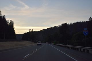 Interstate 5 turns west by Charles V. Stanton Park.