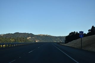 Interstate 5 advances north along the east side of Round Prairie.