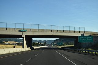 OR 42 follows most of the Coos Bay-Roseburg Highway west from Exit 119 to U.S. 101 south of Coos Bay and the Pacific Ocean.