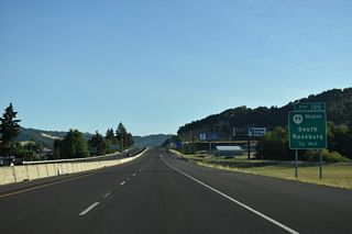 OR 99 branches north from OR 42 to cross Interstate 5 at Exit 120 en route to the Douglas County seat of Roseburg.